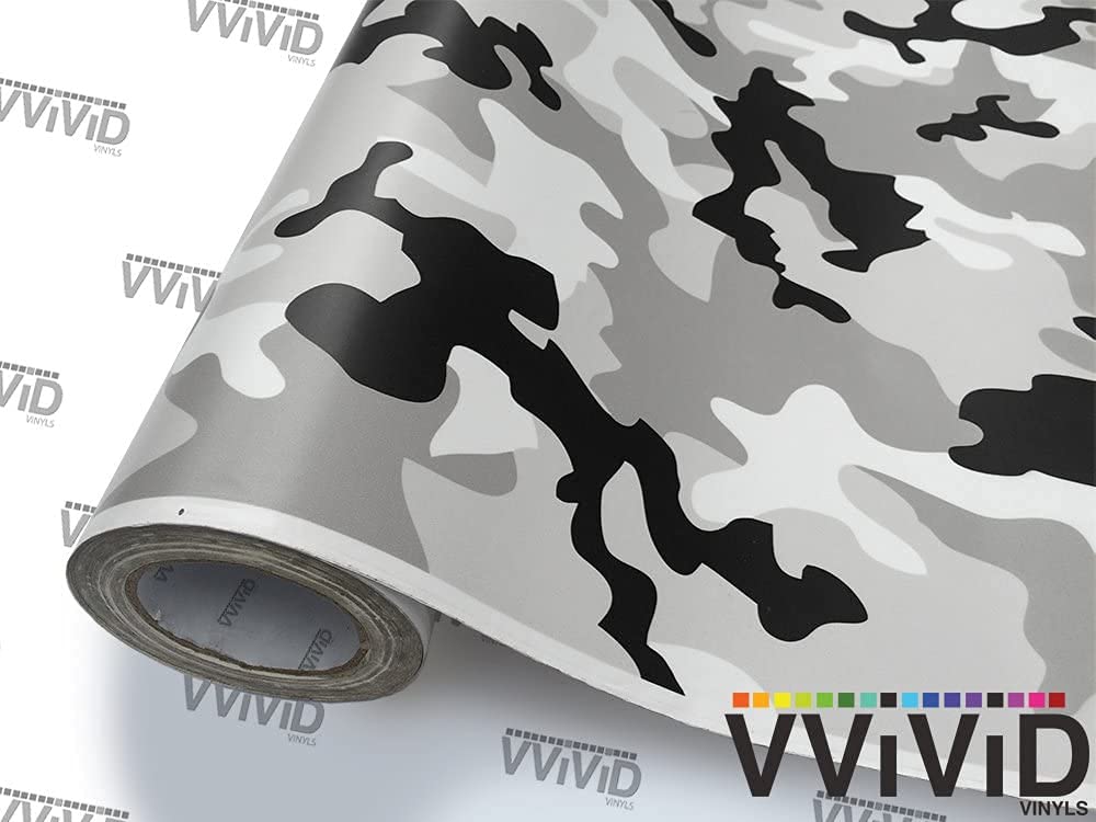 VViViD Snow Camouflage Vinyl Car Wrap - 50ft x 5ft Adhesive Roll with Air Release