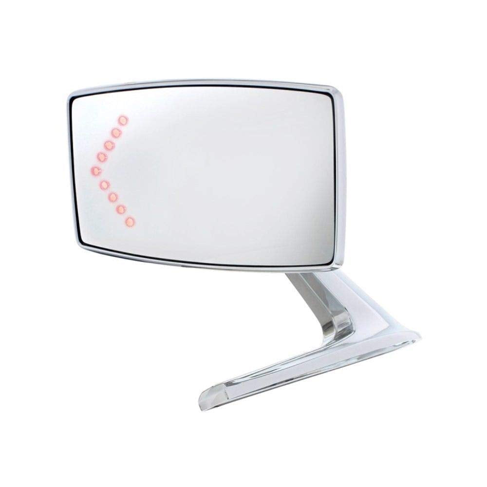 United Pacific F676802 Chrome Diecast Exterior Mirror W/Hidden Led Turn Signal For 1967-68 Ford Mustang – Flat Mirror – Left-Hand Side – One Unit