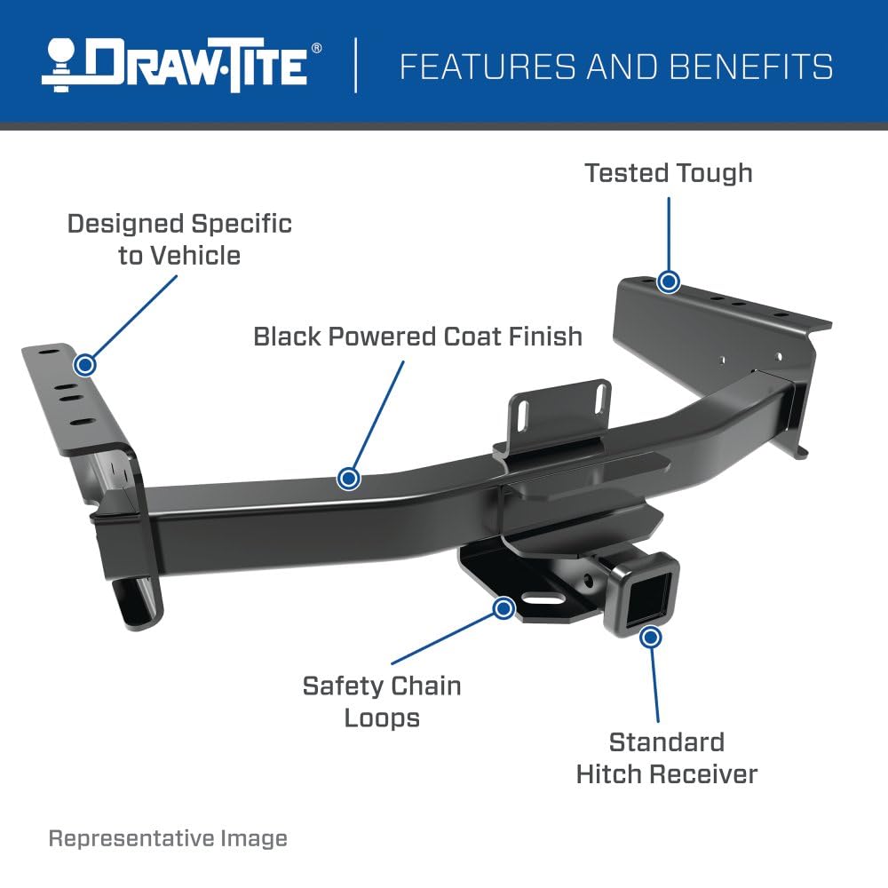 Draw-Tite Class 5 Ultra Frame Trailer Hitch, 2" Receiver, Black, Model 41938, Compatible with 2007-2022 Chevrolet Silverado 3500 HD