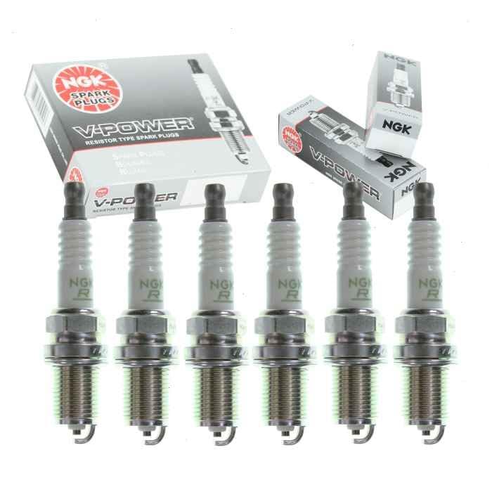 6 pc NGK V-Power Spark Plugs compatible with Hyundai Santa Fe 2.7L 3.3L 3.5L V6 2001-2009