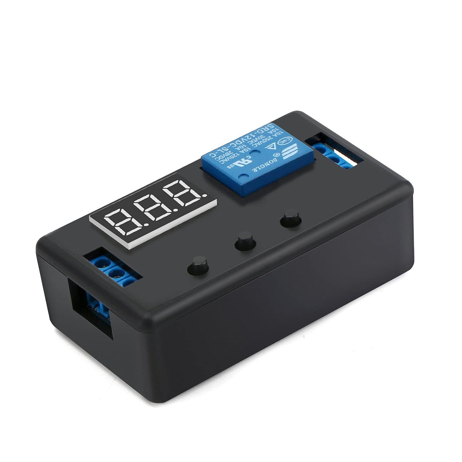 DROK 12V Timer Relay - 4-Mode Digital Delay Switch, 0.1s to 999min, Model 300473, LED Display, 50mA