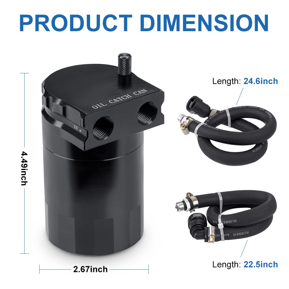 JDMON Oil Catch Can for Ford F150 & Expedition, 350ml, Black, Compatible with 2.7EB, 3.5EB, 5.0L, Raptor