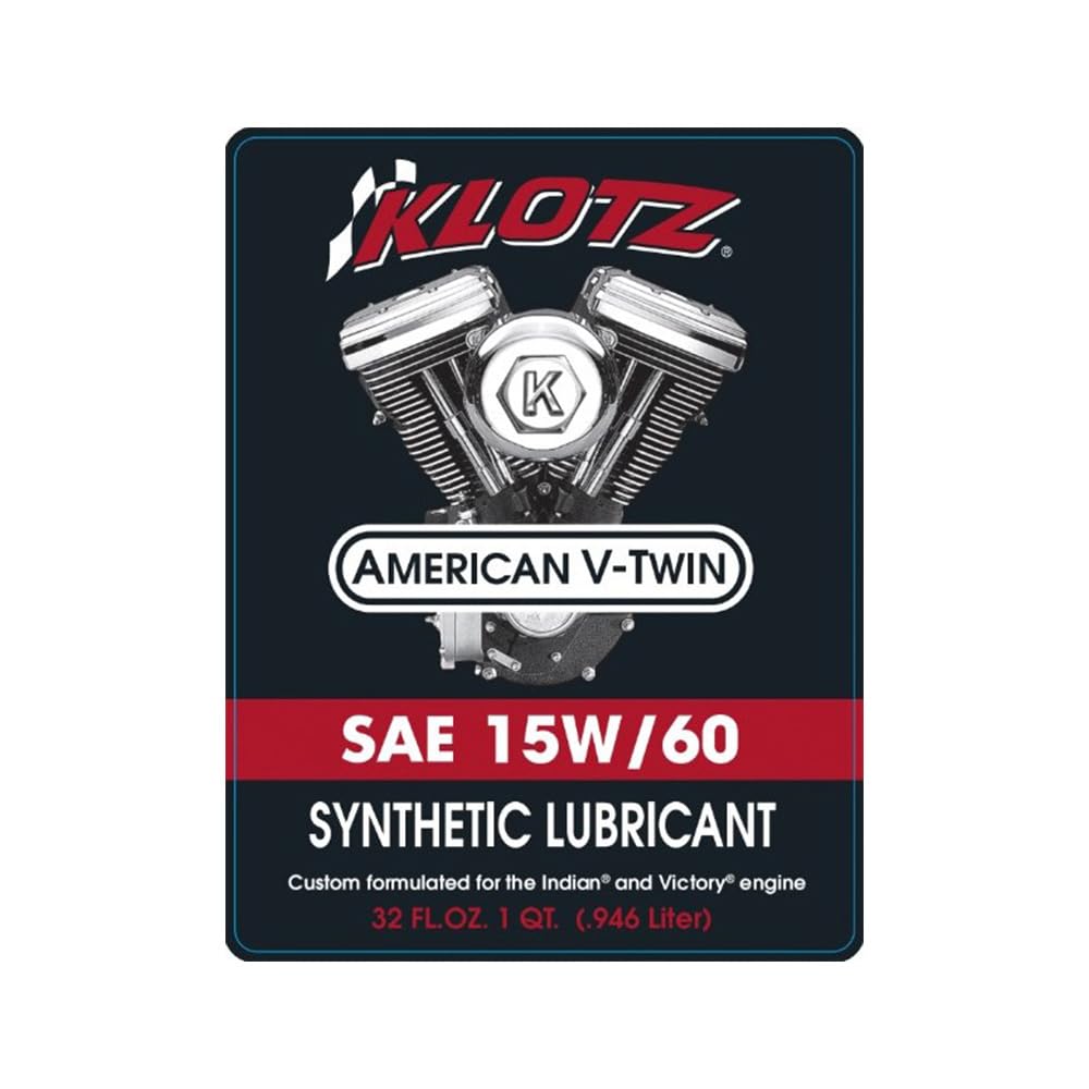 Klotz 15W-60 Synthetic Oil Change Kit for Indian FTR V-Twin Motorcycle (4 Quarts), 1 Filter, 2 Washers - KH-121