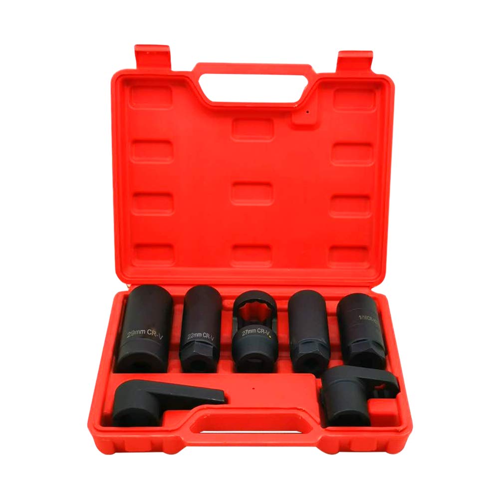 7PCS Oxygen Sensor Socket 22mm (7/8 in), 27mm, 29mm fits All Vehicle O2 Removal and Installation Universal Puller and Removal To