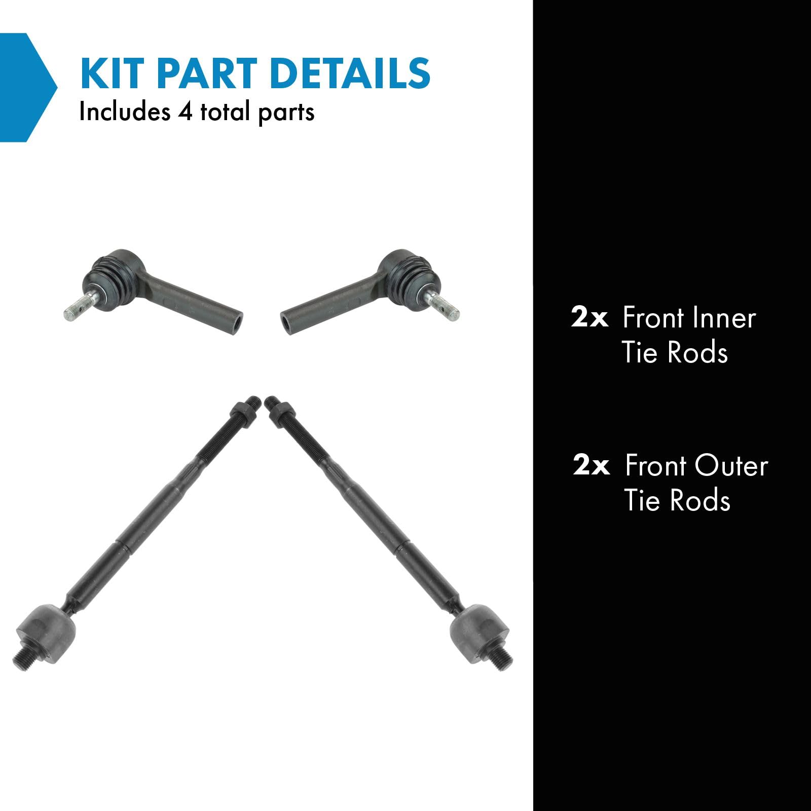 Trq Front Tie Rod Set Compatible With 2007-2012 Dodge Caliber 2007-2017 Jeep Compass Patriot