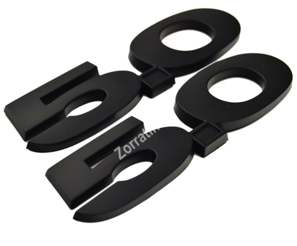 2 pieces(pair) Matte 5.0 Liter Door Fender Side Emblem Badge Plate for Ford Mustang F150 GT  Full blackout (no red dot)