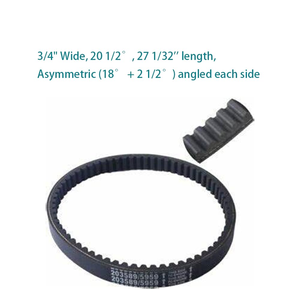 QYMOTO Go Kart Drive Belt 203589/5959 for Coleman KT196, Fits Manco 5959, Comet 30 Series, Black, Asymmetrical Model 1