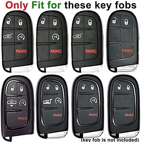 Tukellen For Jeep Dodge Key Fob Cover Premium Soft Full Protection Key Case Shell Compatible With Jeep Grand Cherokee Wrangler Compass Cherokee Renegade Patriot Grand Comander-Silver
