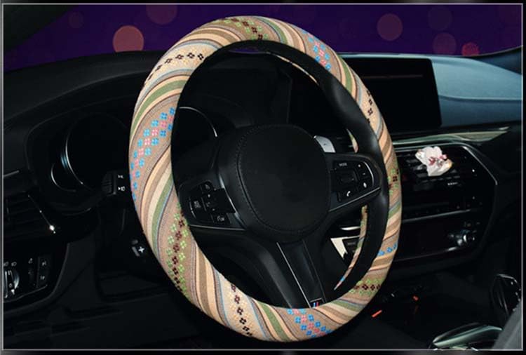 2016 Style Coarse Flax Cloth Automotive Steering Wheel Cover Anti Slip And Sweat Absorption Auto Car Wrap Cover (A)