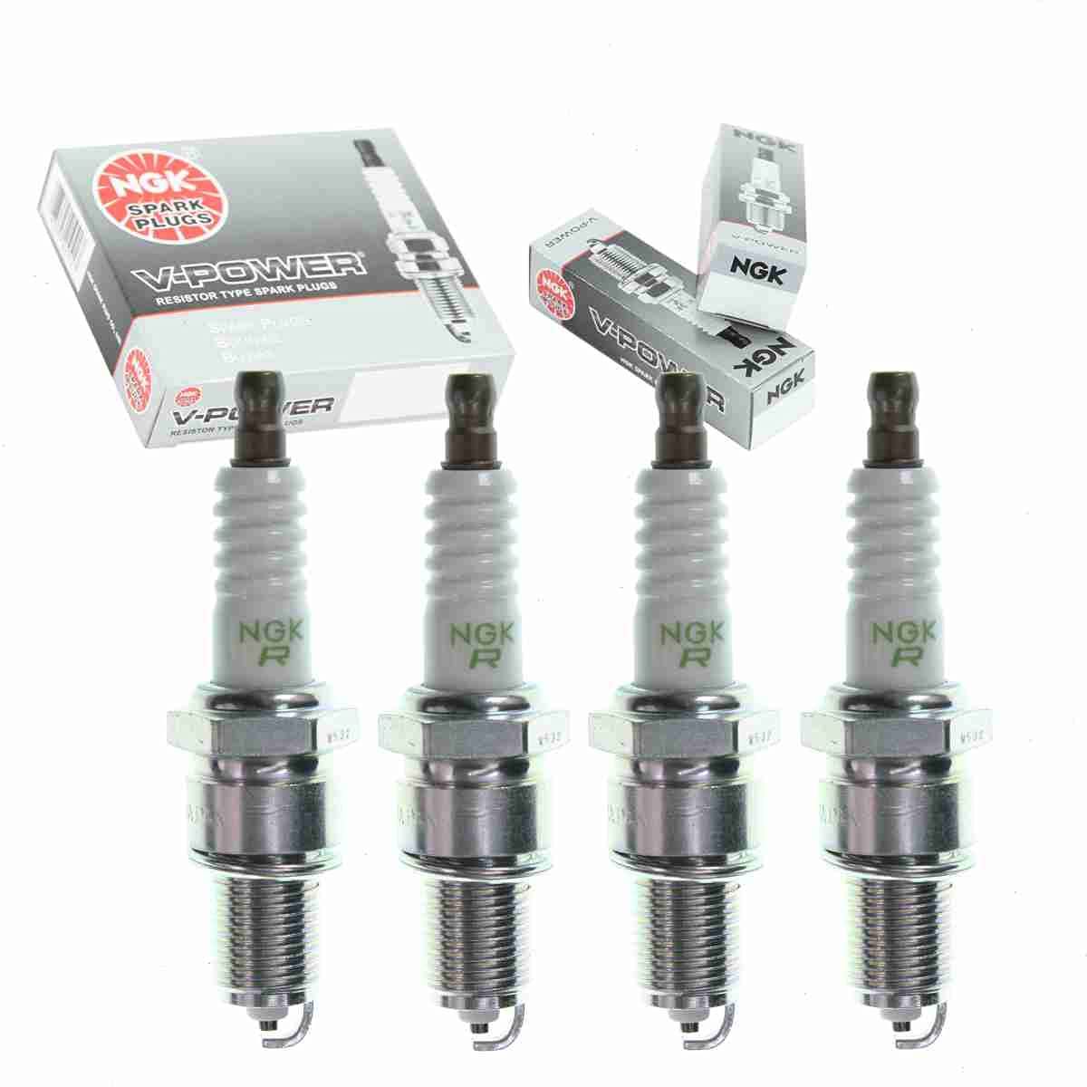 4 pc NGK V-Power Spark Plugs compatible with Toyota Pickup 1.9L 2.0L 2.2L 2.4L L4 1970-1995