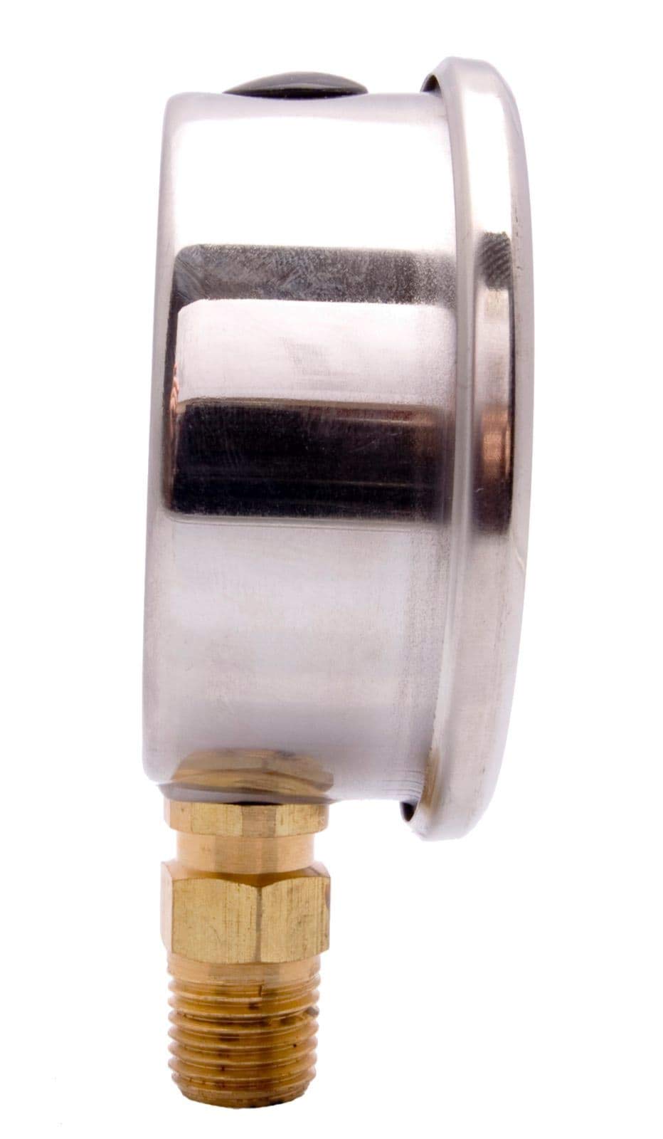 DuraChoice 2-1/2" Oil Filled Pressure Gauge, Stainless Steel Case, 0-200 PSI, Lower Mount, Model PB254L-200