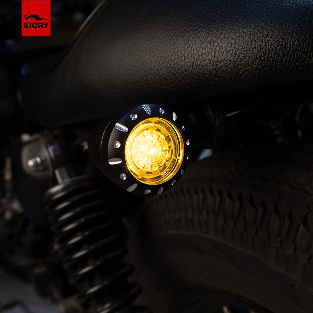 Motorcycle Rear Bullet Turn Signal Light 4 Wires LED Indicator Compatible for Chopper Bobber Harley Softail Iron Cruiser Honda S