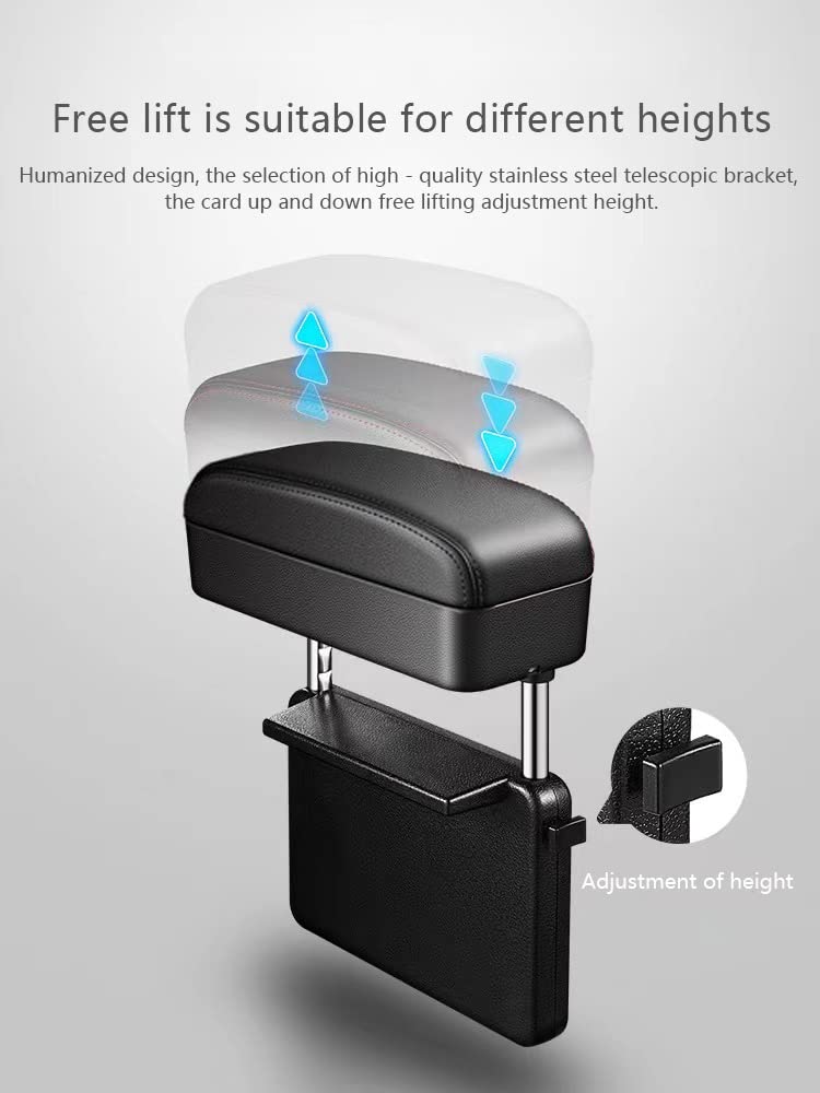 Car Armrest Storage Box Universal Armrest Extender Console Storage Case Center Armrest Adjustable Arm Relaxation Support Pad,Bla