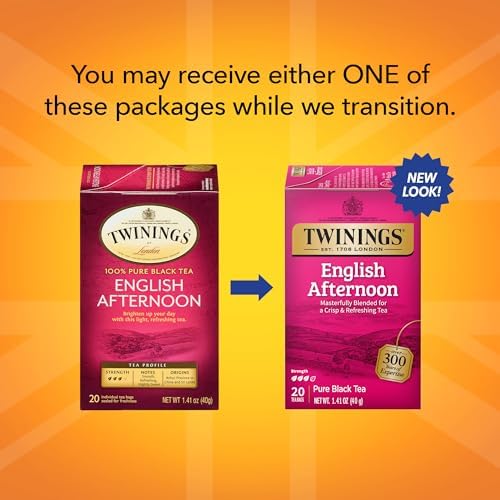Twinings English Afternoon Black Tea, 20 Count (Pack of 6), Smooth & Slightly Sweet, Caffeinated, Enjoy Hot or Iced
