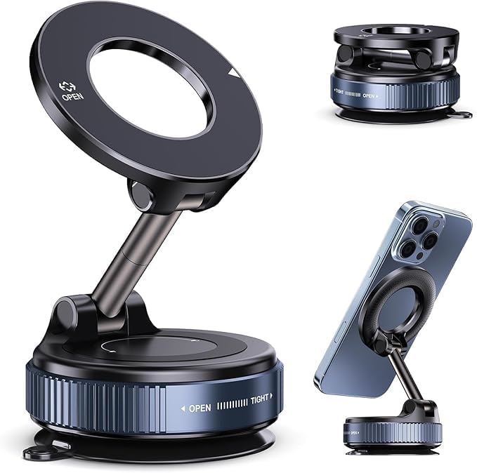 Perptual Closet Magnetic Car Phone Holder Mount  360 Adjustable Dashboard & Windshield Suction Cup Stand, Strong Magnet Secure 