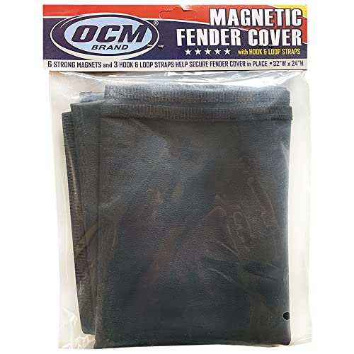 Ocm Premium Magnetic Fender Cover - 6 Count Strong Magnets And 3 Count Hook And Loop Straps - Protector Gripper Automotive Mechanic Work Mat With Protective Pvc Vinyl