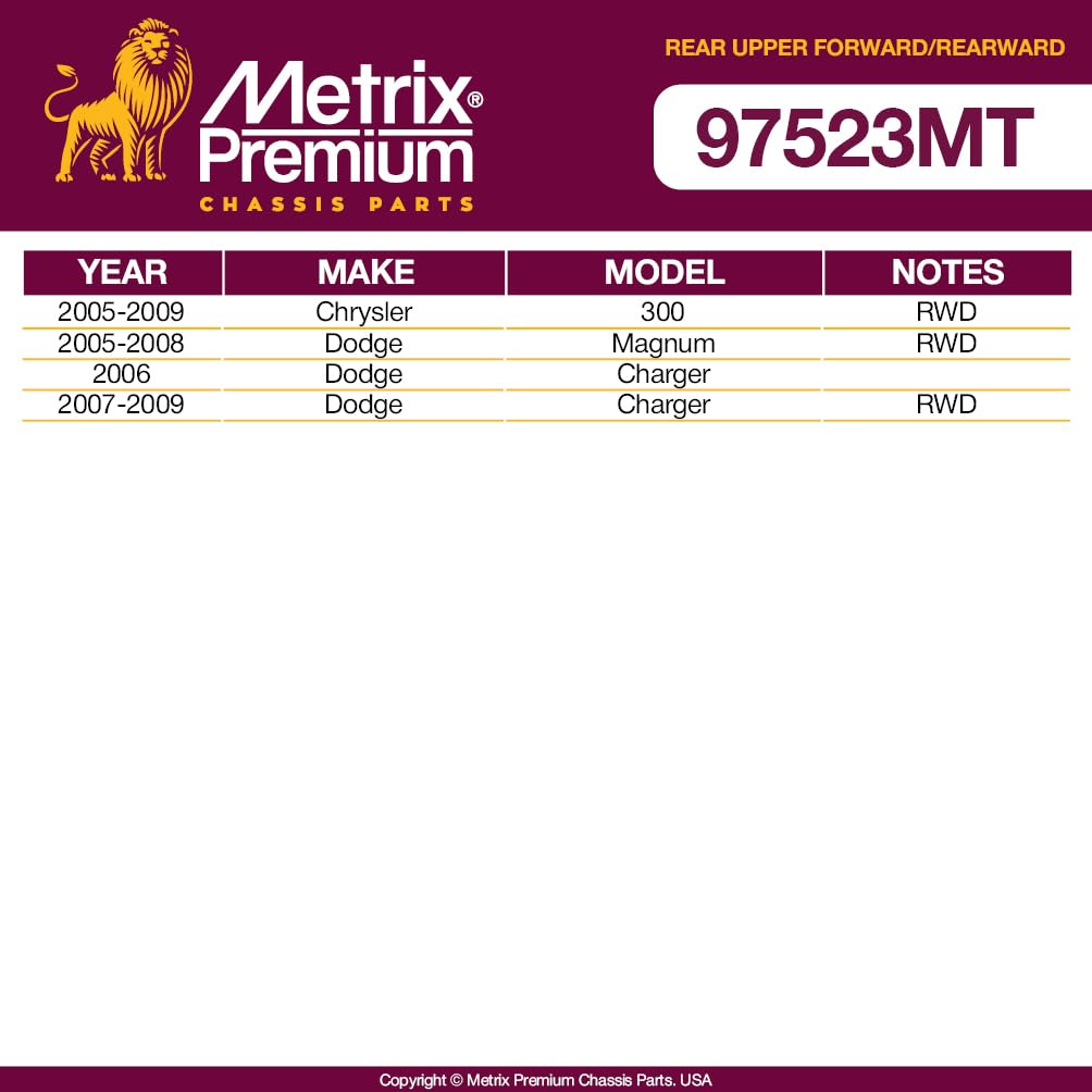 Metrix Premium Chassis Parts - 4 Pc L/R Rear Upper Forward & Rearward Control Arm Kit Fits 05-09 Chrysler 300 Rwd, 05-08 Dodge M