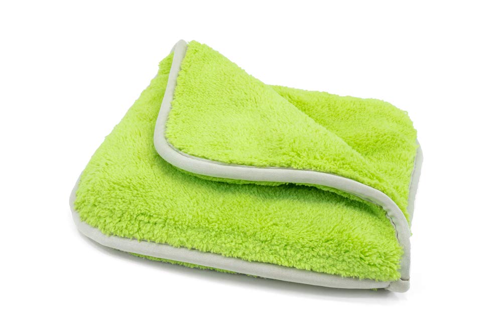 Autofiber [Double Flip] Microfiber Rinseless Wash Towel 8x8 Blue - 3 Pack (Green)