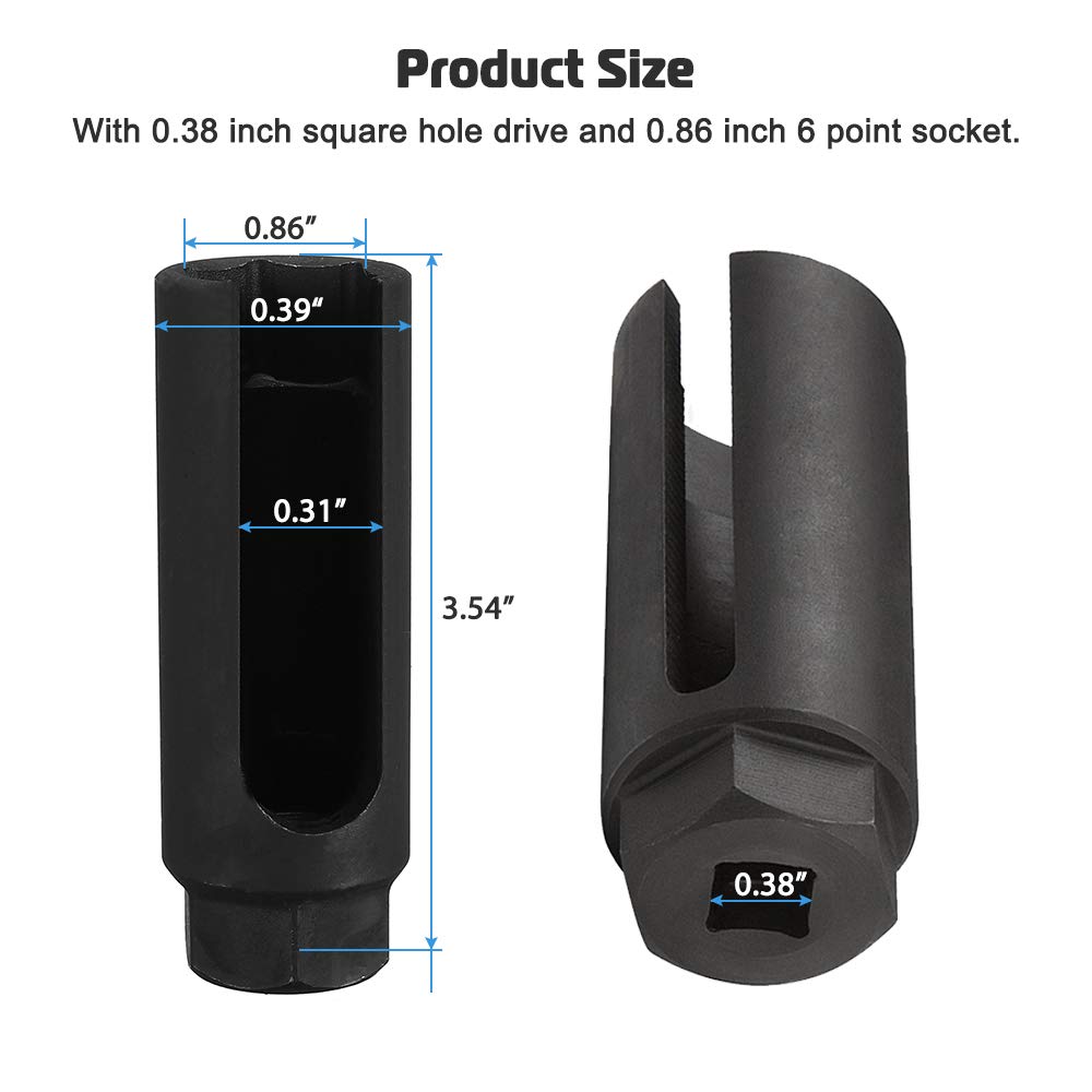 Oxygen Sensor Socket With Side Wire Cutout 3/8” Inch Drive X 7/8” (22Mm) Fits All Vehicle O2 Removal And Installation Offset Oxygen Sensor Socket