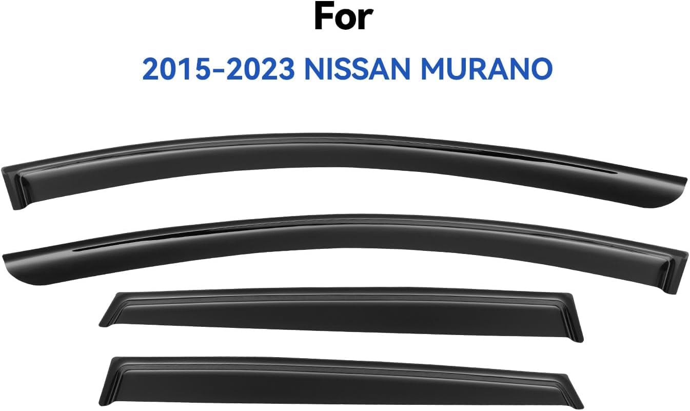 YQAUTEC Window Visors Rain Guards for 2015-2024 Nissan Murano, Black Out-Channel Wind Deflectors, Model YD-271-PP
