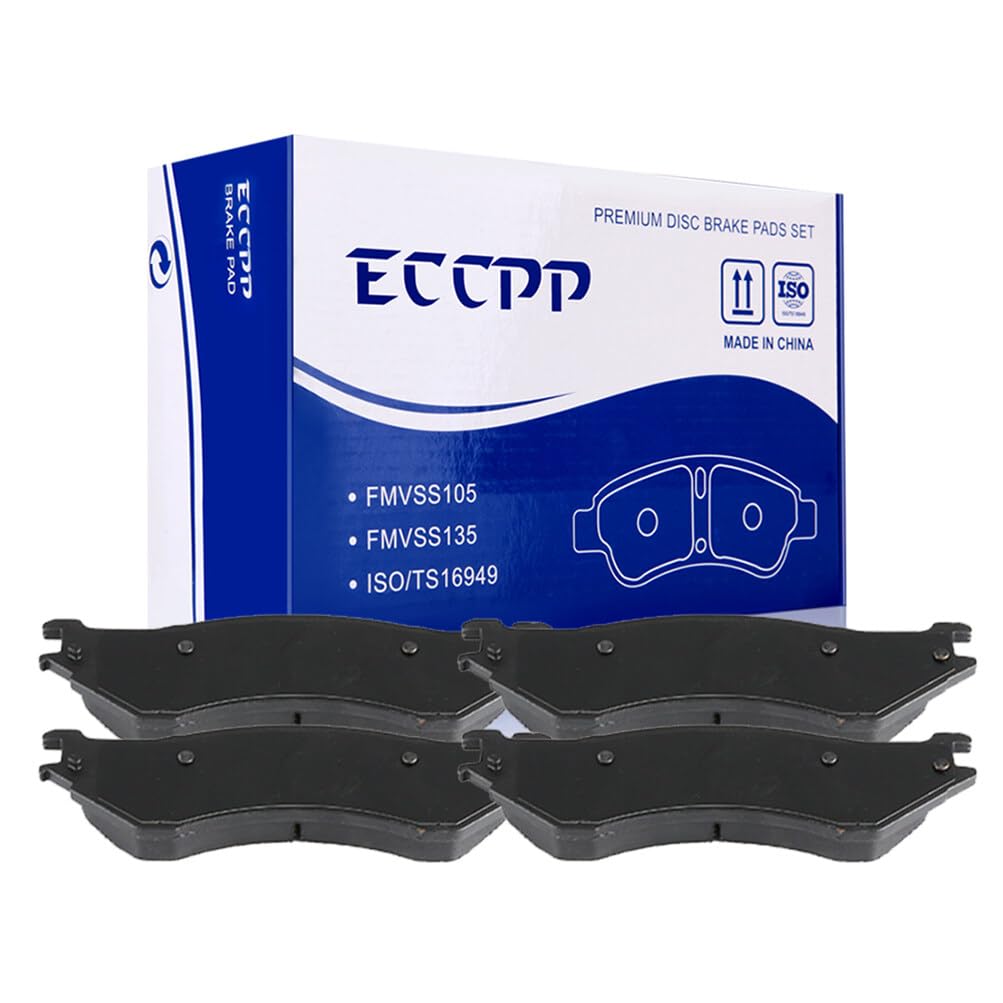Automuto 4Pcs Rear Semi-Metallic Disc Brake Pads Set D1077 For Dodge Ram 1500 2006-2008,For Dodge Ram 2500 2001-2008,For Dodge R