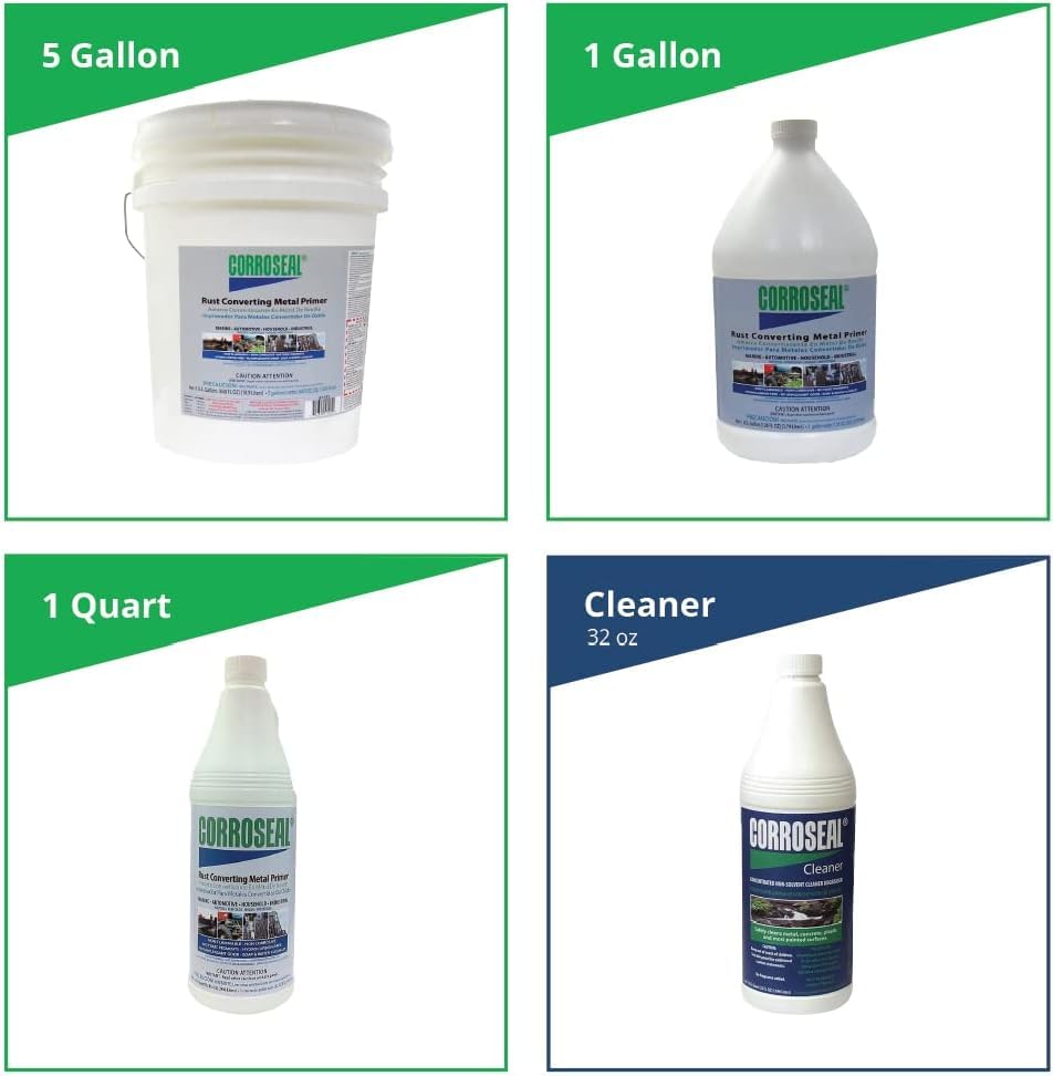 Corroseal Rust Converter & Metal Primer, Pro-Grade 1 Gallon (2-Pack), Prevents Corrosion on Metal, Ideal for Cars, Trucks, Marine & Industrial