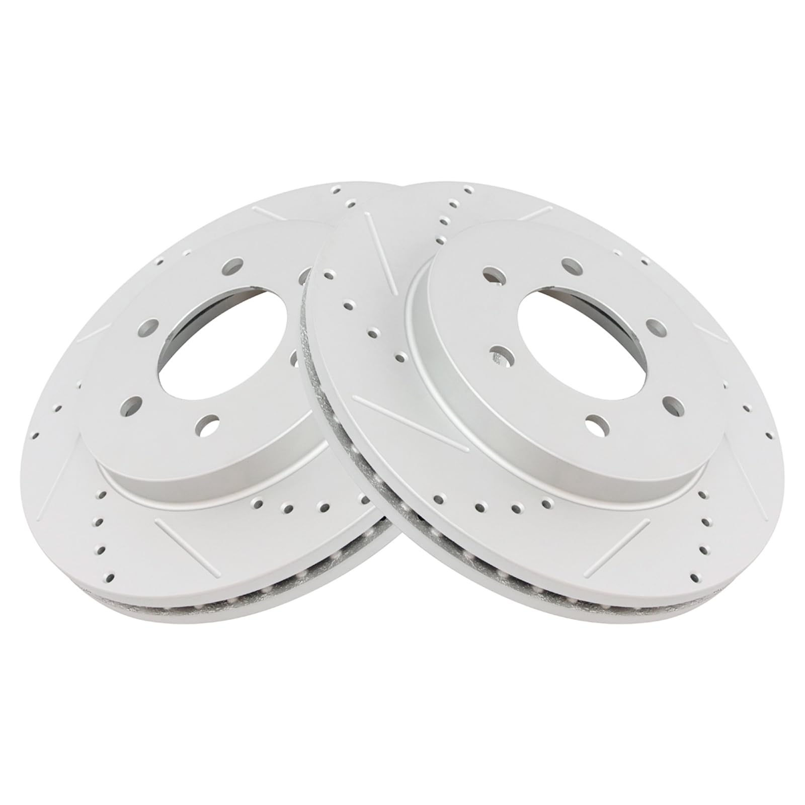 Trq Front Performance Brake Rotors Set Premium G-Coated Cross Drilled & Slotted Compatible With 2004-2008 Ford F-150 2006-2008 L