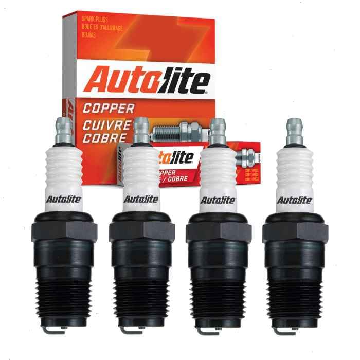 4 pc Autolite Copper Core Spark Plugs compatible with Ford Model T 1909-1927