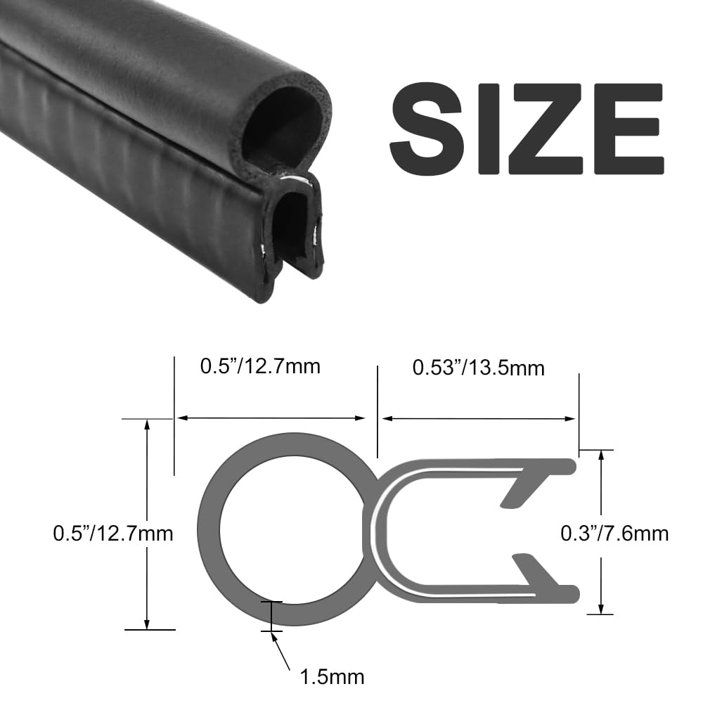 Storystore Car Door Rubber Seal Strip, 10ft Weather Strip, Black PVC & EPDM, Model BULBT02 for Cars, RVs, Boats & Home Use