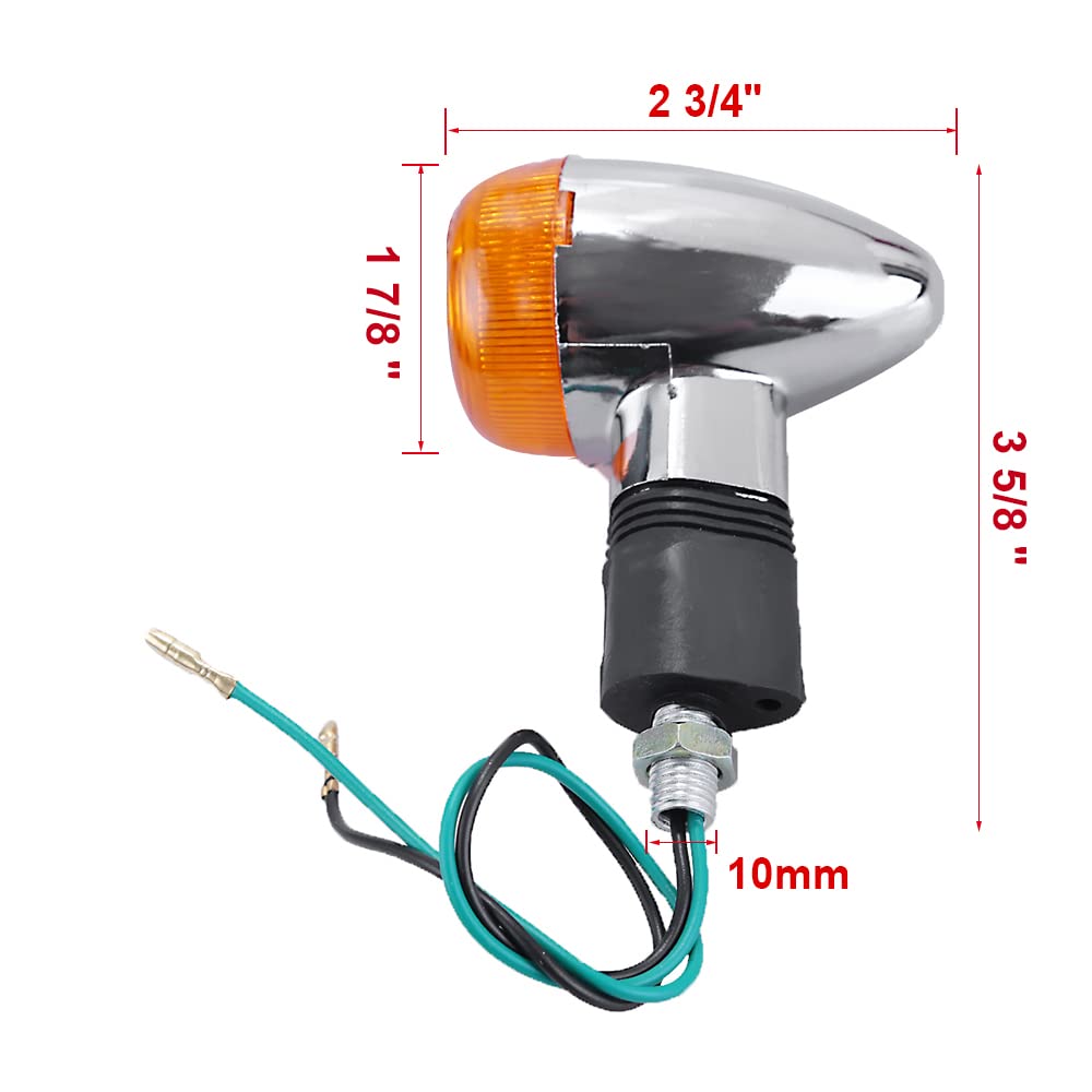 Anxingo 4Pcs Motorcycle Turn Signals Amber Chrome Bullet Front Rear Turn Signal Blinker Indicator Light Replacement For Honda Ha
