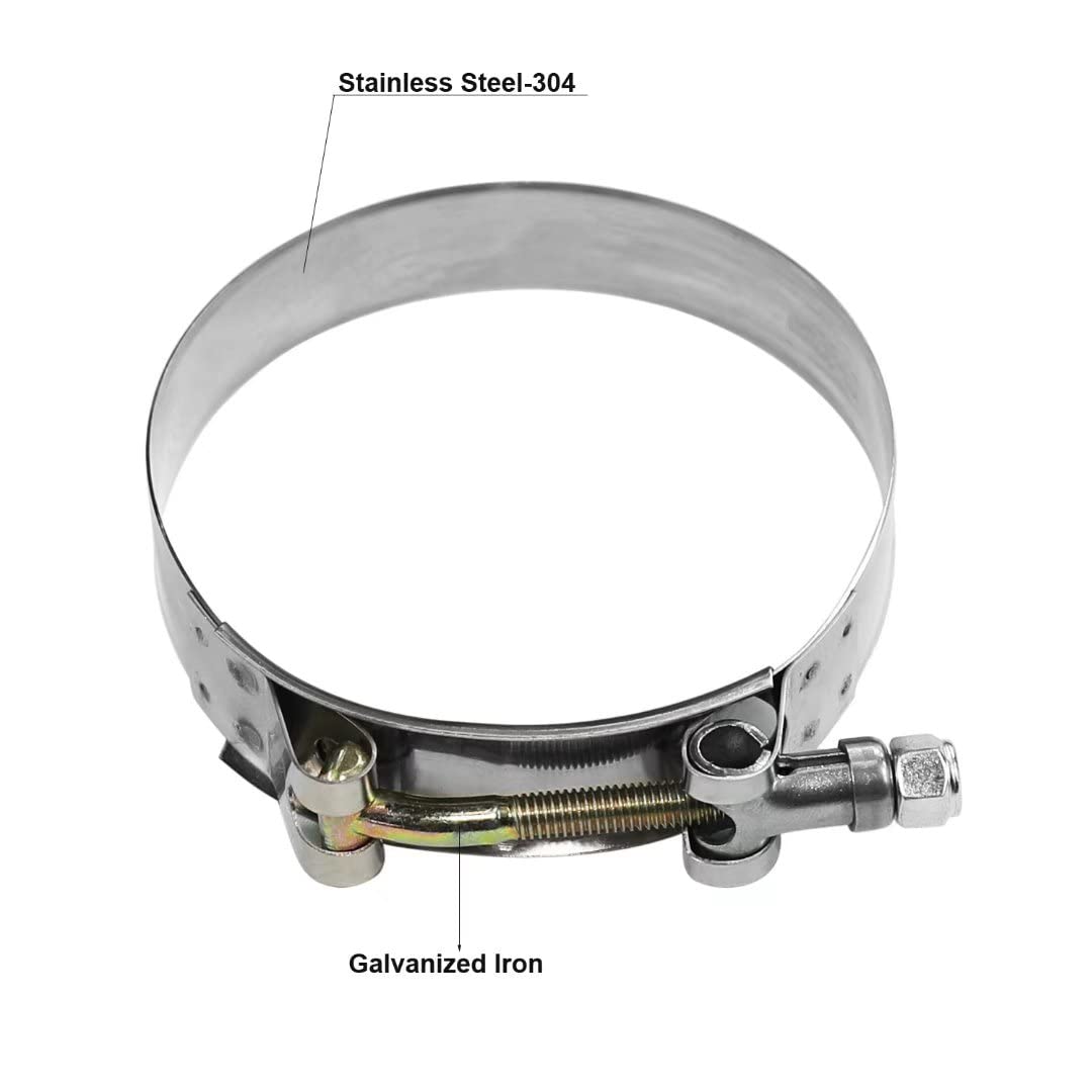 Wysiwyka 2 Pack 2.25 T-Bolt Hose Clamps, 304 Stainless Steel Turbo Intake Clamp, Working Range 63Mm-71Mm For 2.25 Hose Id