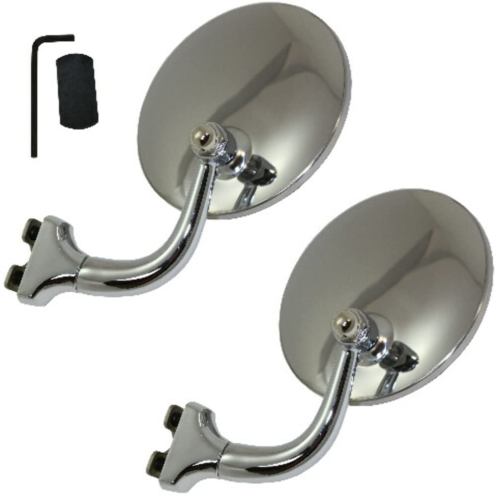 Pirate Mfg Street Rod 4 Stainless Steel Universal PEEP Mirror L OR R Door Edge Chrome Pair