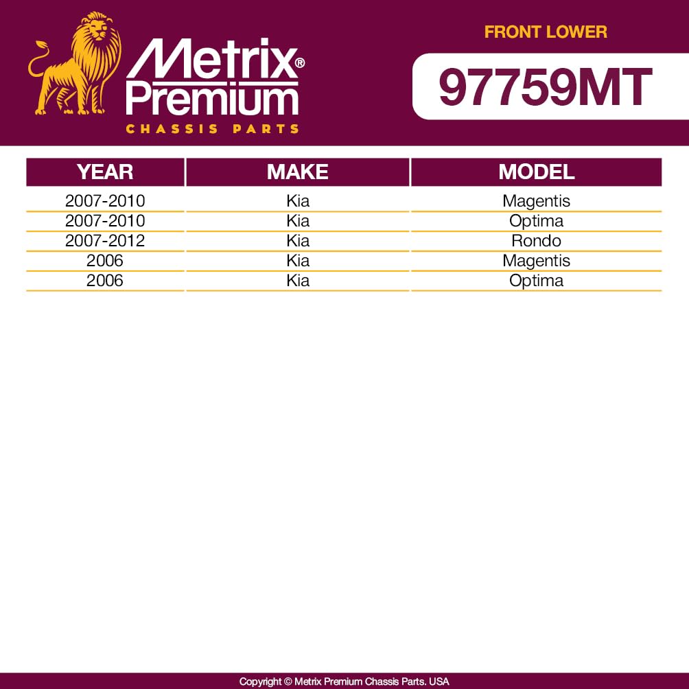 Metrix Premium Chassis Parts - 4 Pc Front Lower Control Arm & Front Lower Ball Joint Kit Fits 06-10 Kia Magentis, 06-10 Optima,