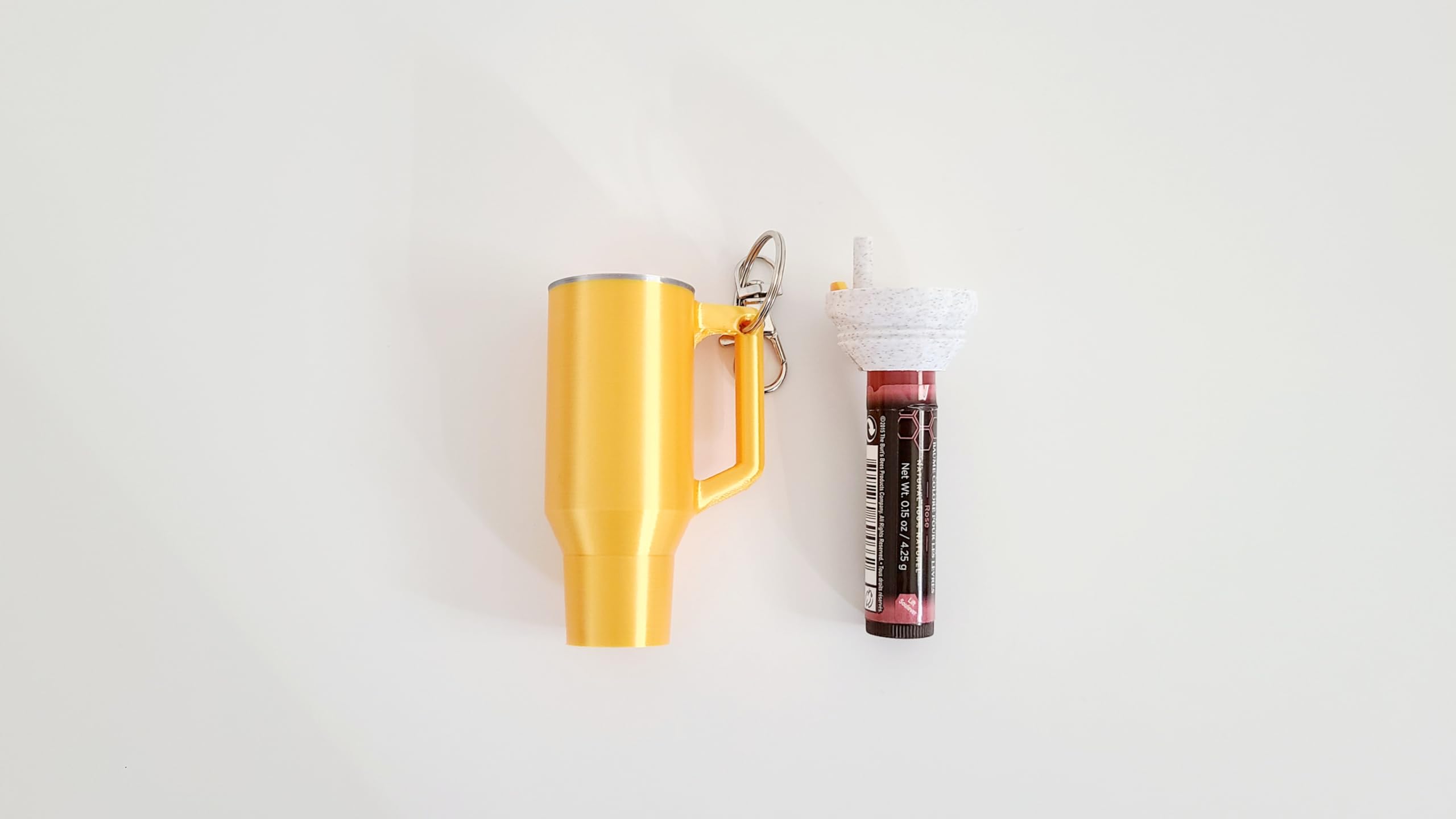 Miniature Tumbler Replica Keychain - 3D Printed Desk Accessory Home Decor (3 Pack: Gold Chapstick Edition)