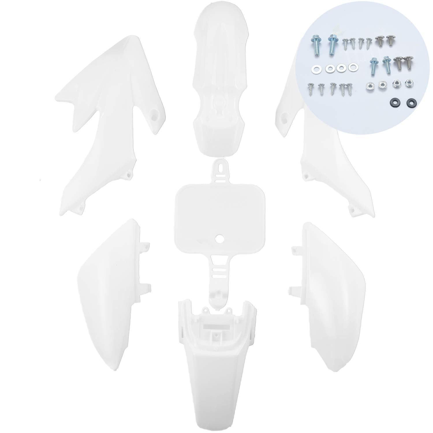 Cleo Plastics Kit With Black Seat For Crf50 Xr50, Chinese 50Cc 70Cc 90Cc Dirt Pit Bike,Fenders Fairings Replacement Plastic With Seat(White)