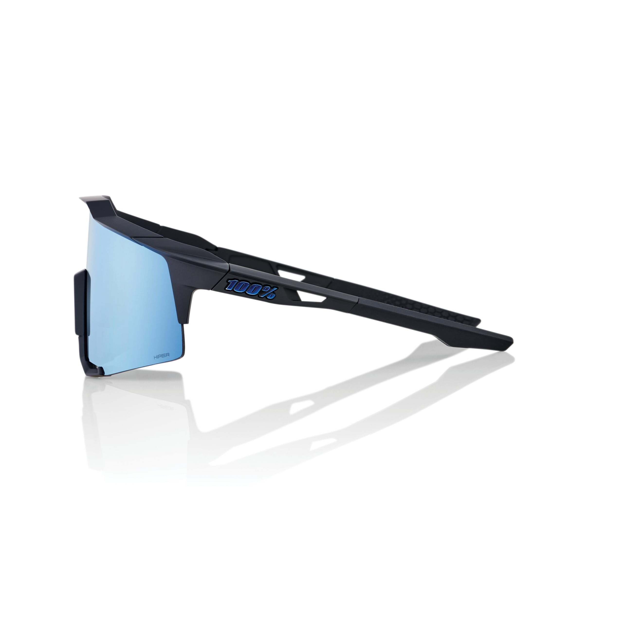 100% Speedcraft Sport Performance Cycling Sunglasses (Matte Black - Hiper Blue Multilayer Mirror Lens)