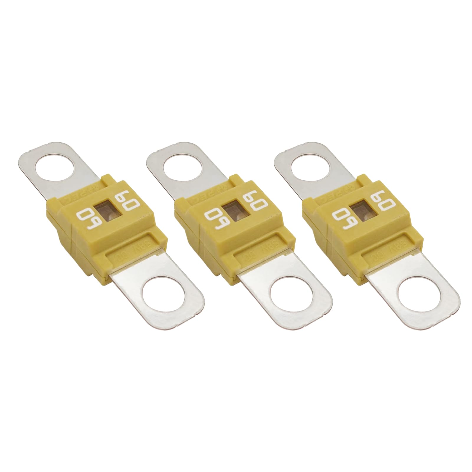 Pack of 3 AMI/Midi Fuse 60 Amp High Current Fuse Bolt-on Fuse, commonly Used in Cars, Trucks, Construction Vehicles, Agricultura