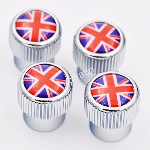 Zorratin Chrome Tire Valve Stem Caps with Union Jack Design for BMW Mini Cooper R50 R53 R56 F55 F56 R55 R52 R57 R58 R59 R60 R61