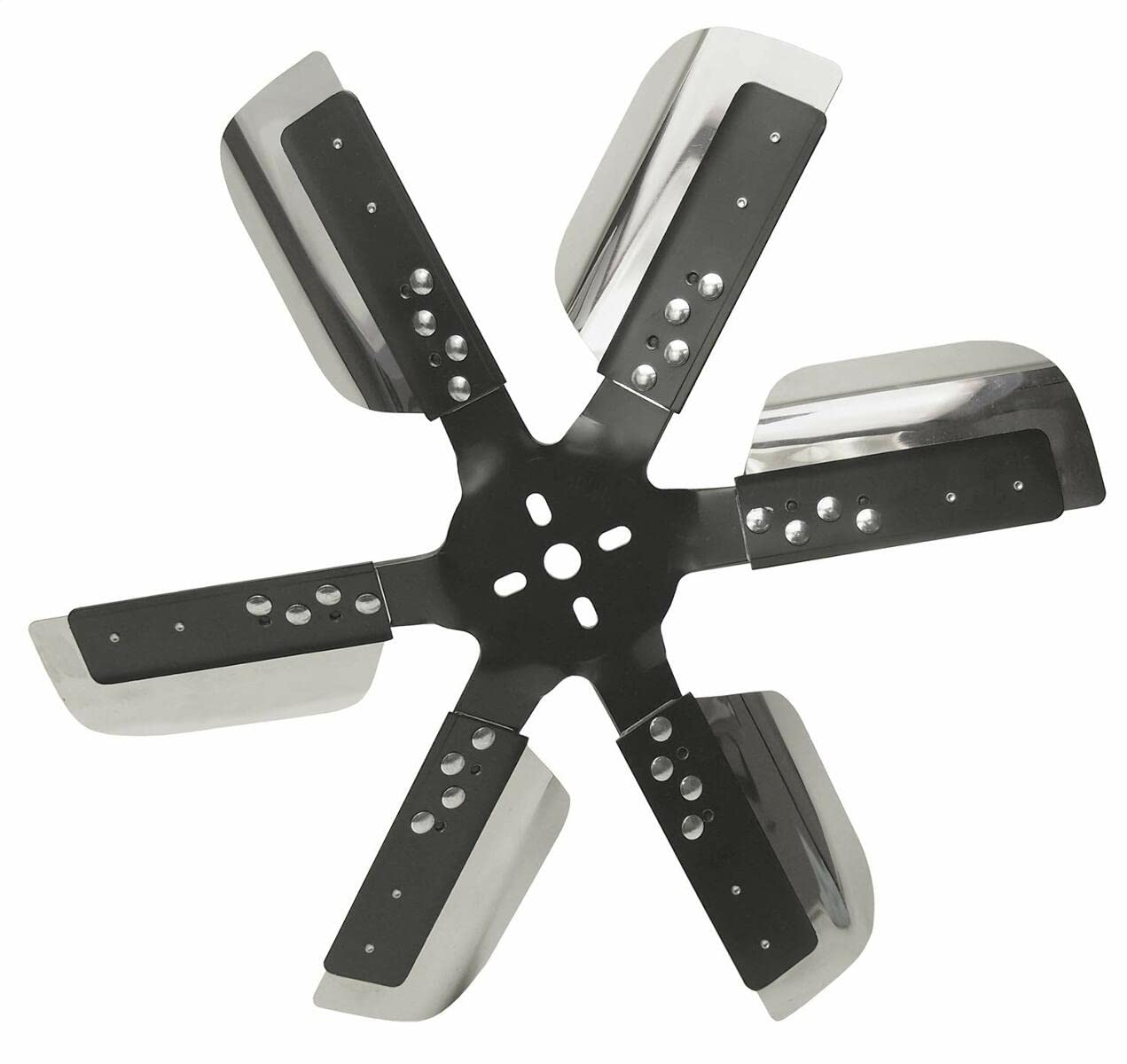 Derale 17019 19'' Heavy Duty Stainless Steel Standard Rotation Flex Fan, Black Hub