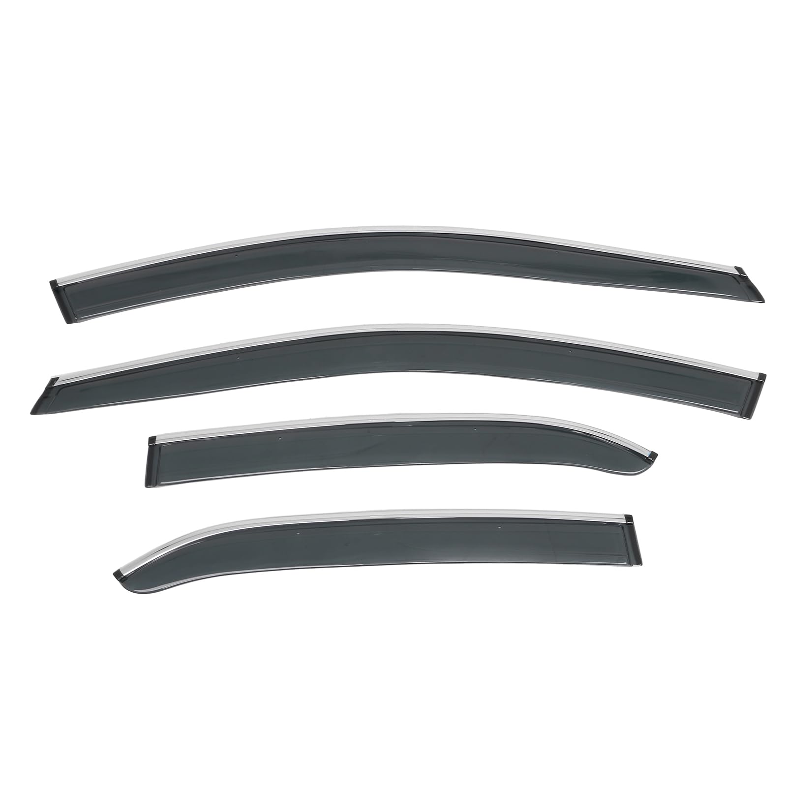 Ikon Motorsports Tape On Window Visors With Chrome Trim, Compatible With 2018-2024 Toyota Camry, Smoke Tinted Acrylic Rain Sun G