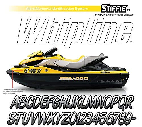 Stiffie Whipline Metallic Gold/Black 3 Alpha-Numeric Registration Identification Numbers Stickers Decals For Boats & Personal Watercraft