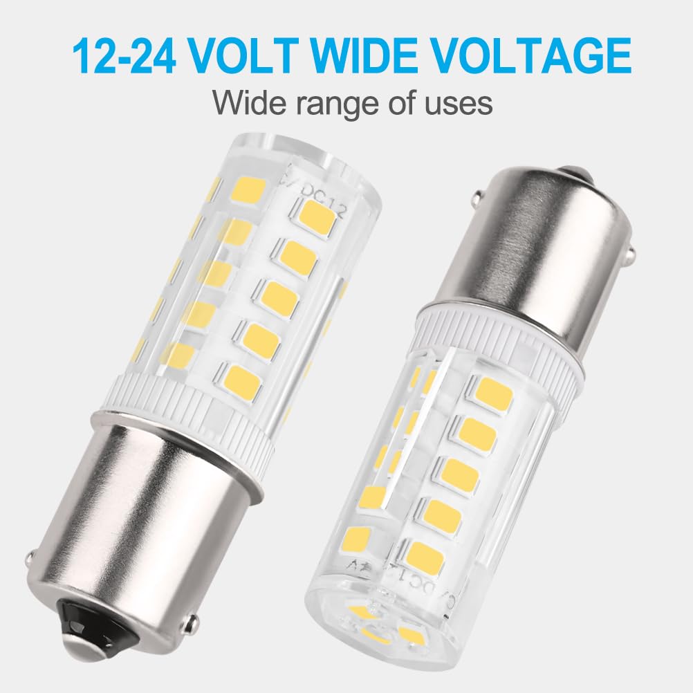 HRYSPN 1156 LED Bulb 12V/24V, BA15S Bayonet Base, Daylight White 6000K, Ceramic, 53*18MM, Ideal