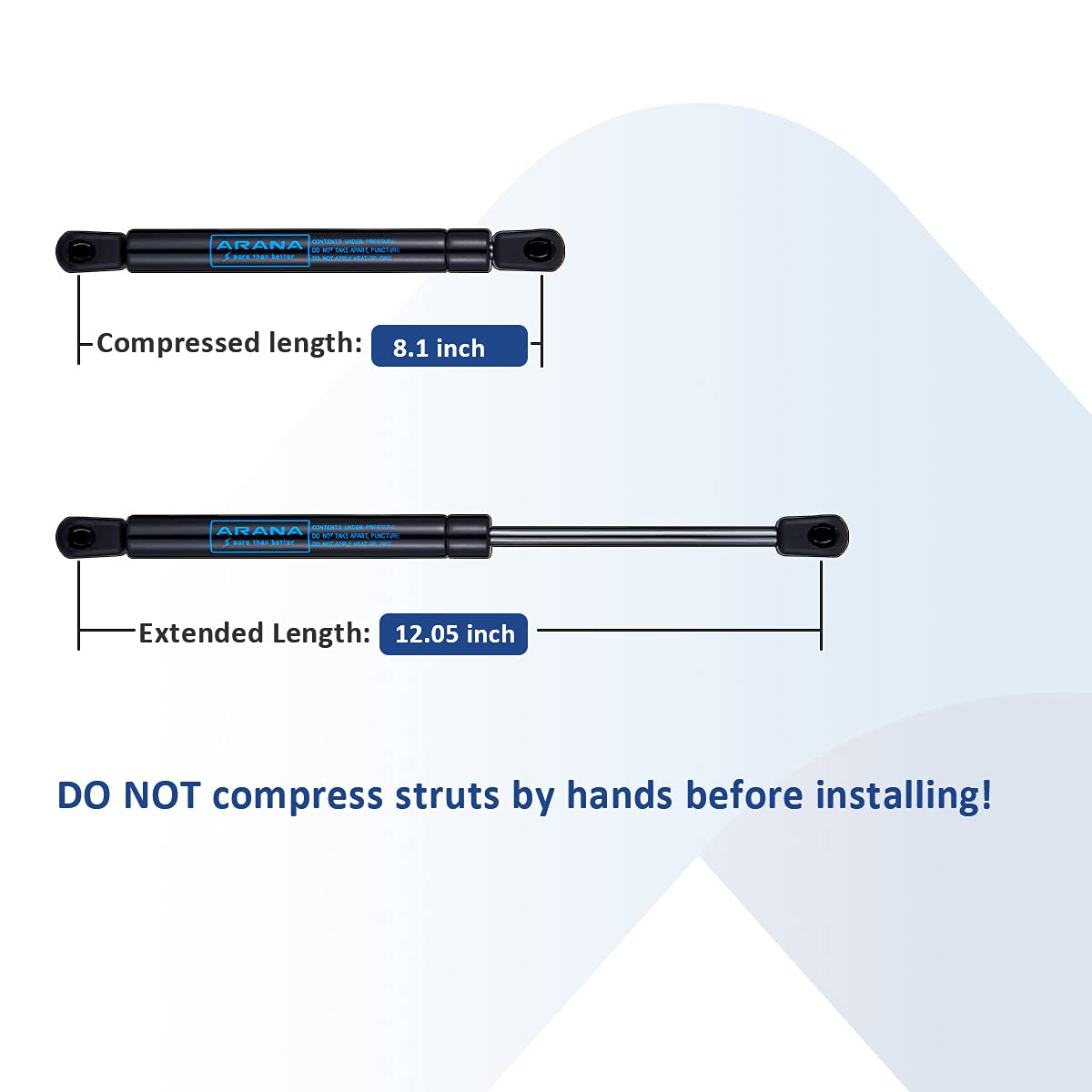 Arana C16-25563 Gas Struts 12 Inch 65 Lbs/289N Lift Support 12 '' Gas Shocks Springs For Mustang Gt Hood Are Camper Shell Rear W