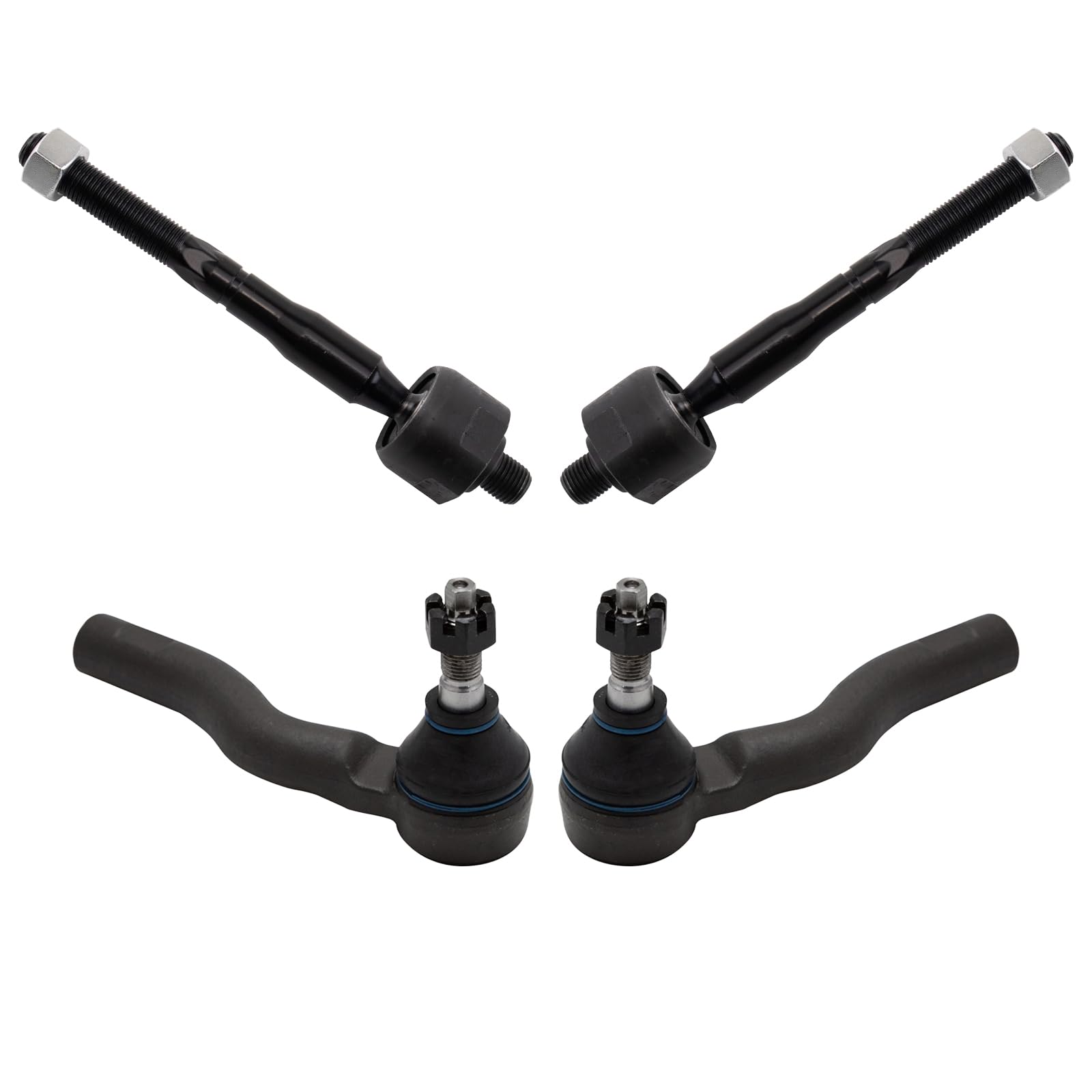 Trq Front Inner And Outer Tie Rod Set Compatible With 2010-2012 Ford Fusion 2011-2012 Lincoln Mkz 2010-2011 Mercury Milan