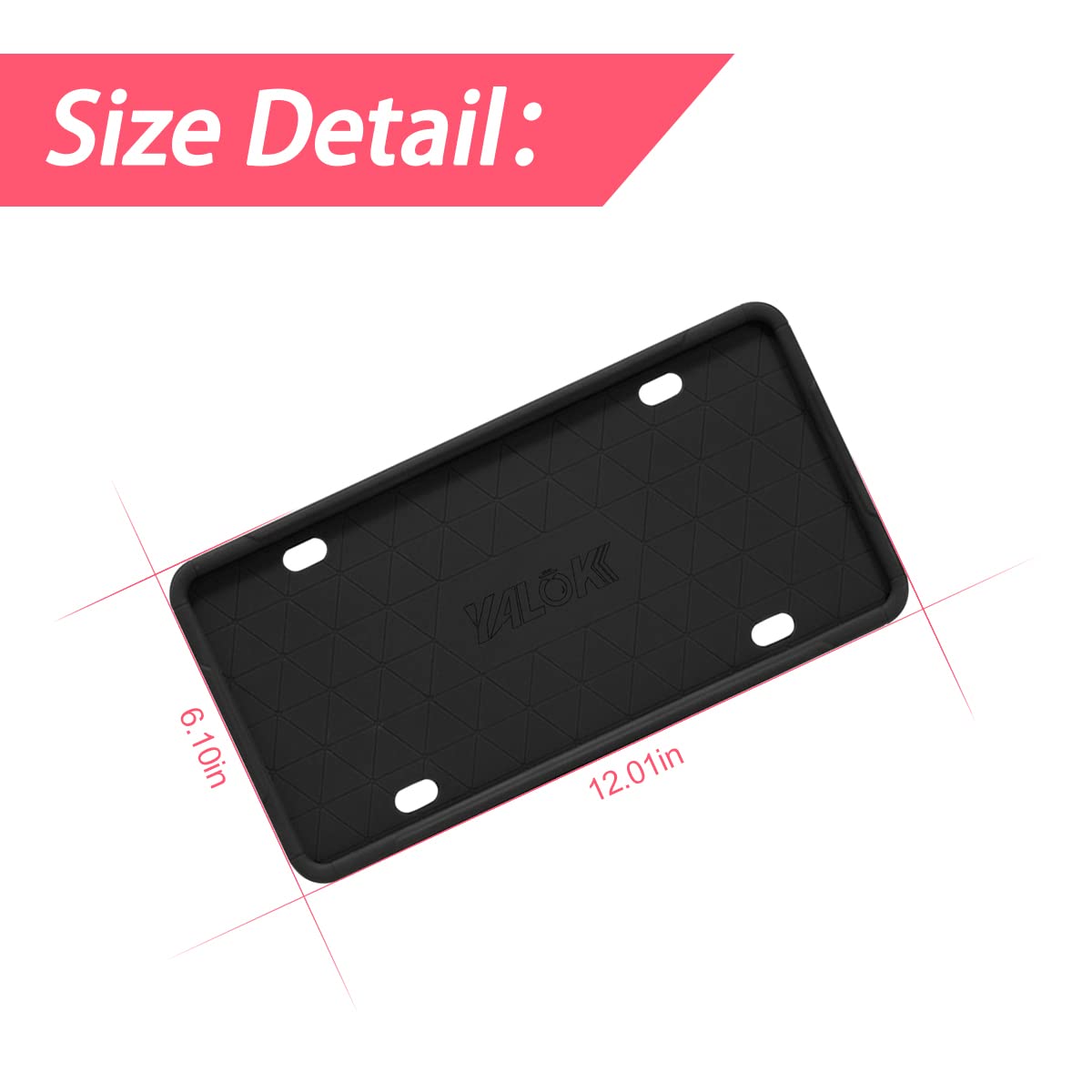 Black Silicone License Plate Frame With Drainage Holes, Universal Us Car License Plate Bracket Holder. Rust-Proof, Rattle-Proof,