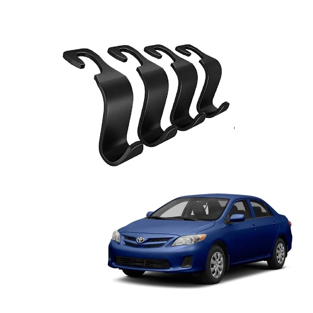 SPREADX Useful Car Compact Size Headrest Back Side Hooks Hanging Hanger Organizer Black Color Elegant Universal Set of 4 pcs Sui