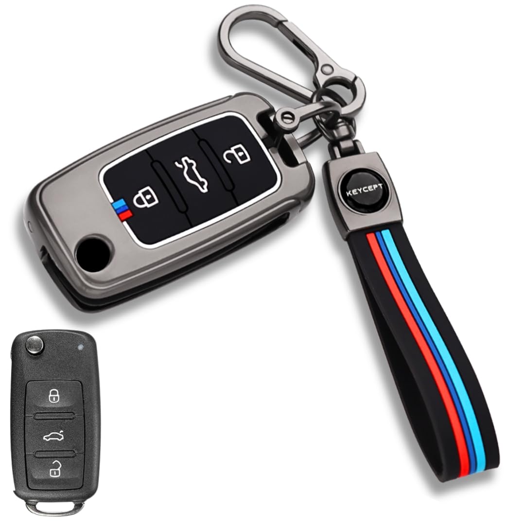 KEYCEPT Metal Alloy Key Cover Compatible for Skoda/Volkswagen Polo | Vento | Jetta | Ameo | Passat | Rapid | Laura | Superb | Oc