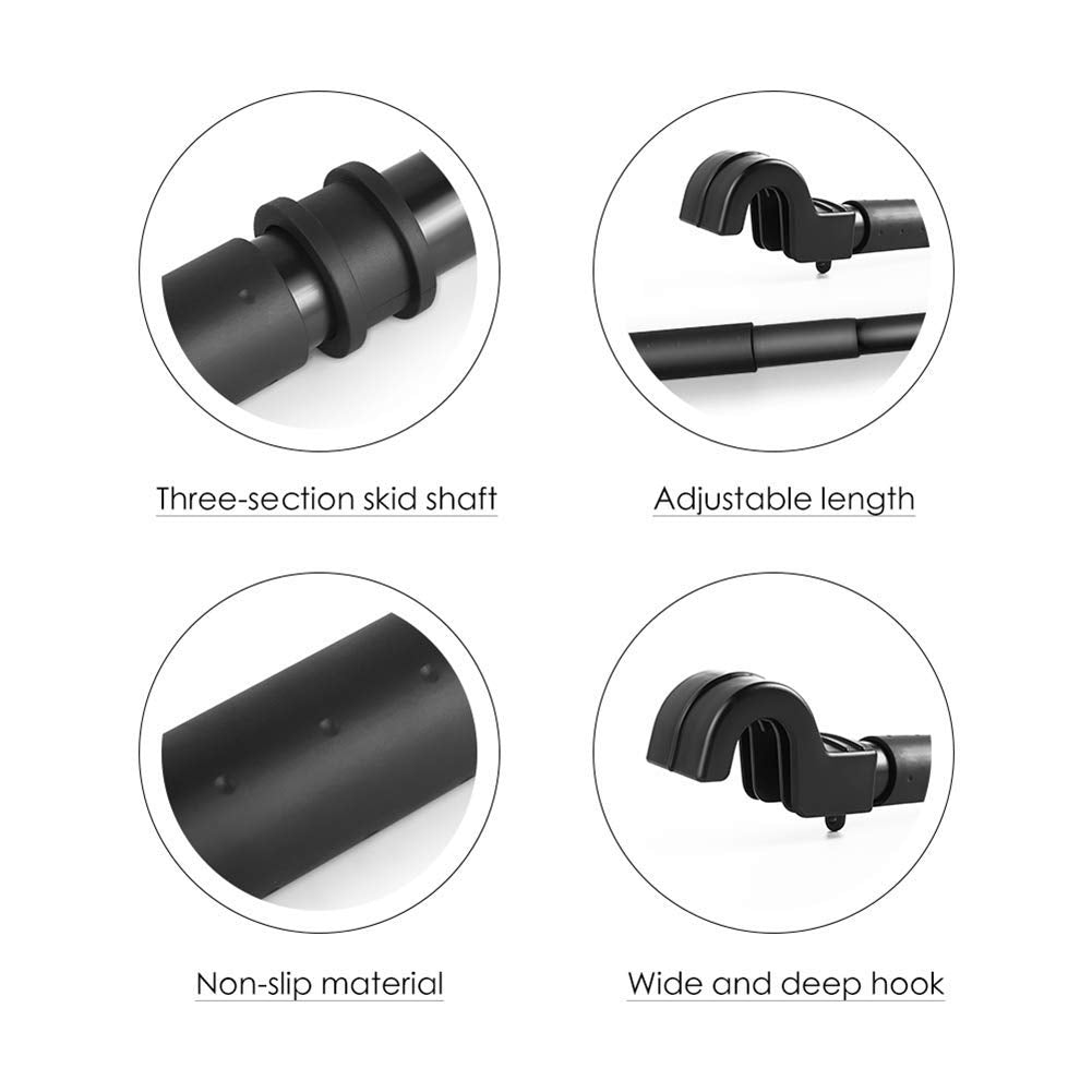 LITTLEMOLE Expandable Car Clothes Hanger Bar, Heavy Duty Metal, 34" to 57", Black, Model LM51