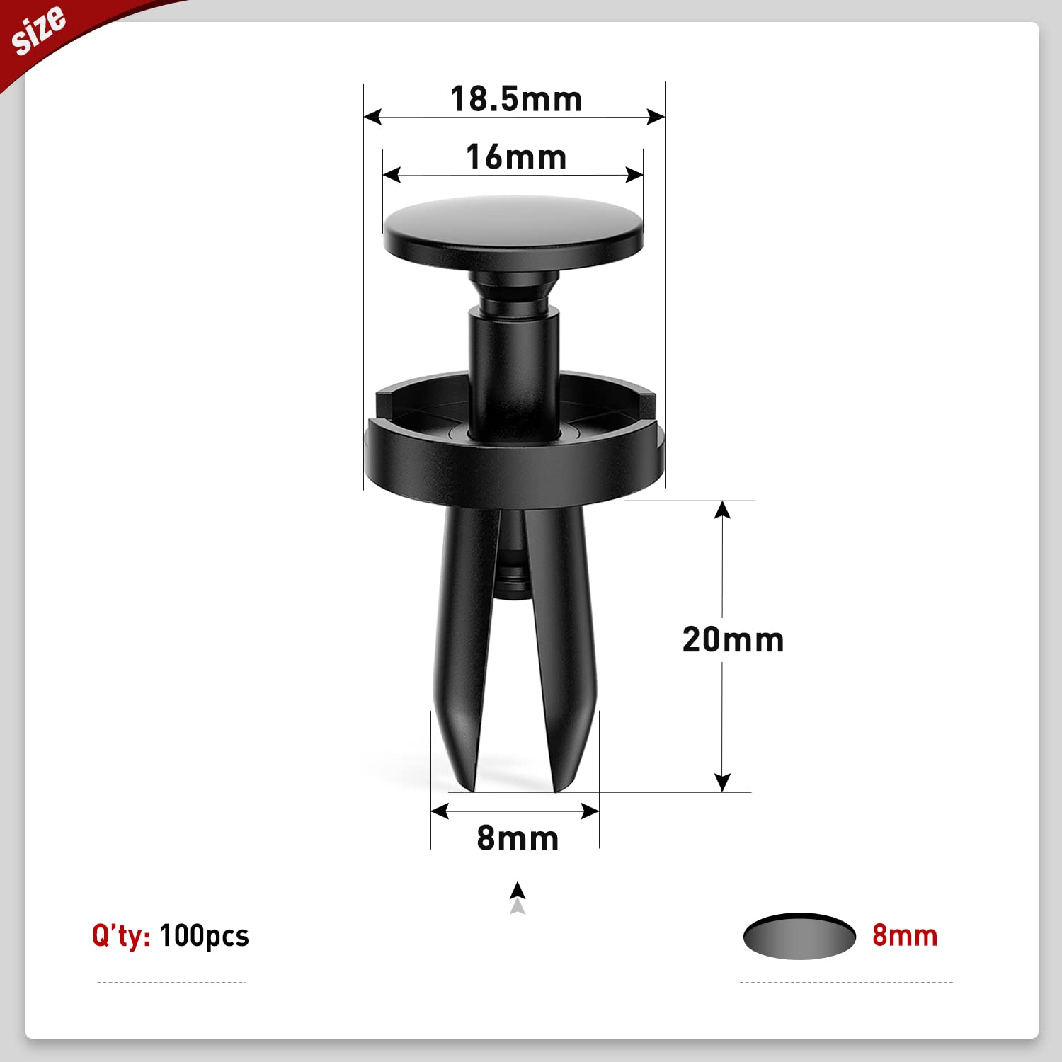 Nilight 100Pcs Push-Type Fender Liner Retainer Clips Replacement For Chrysler 6504521, 04575412Af Jeep Liberty Grand Caravan Dod