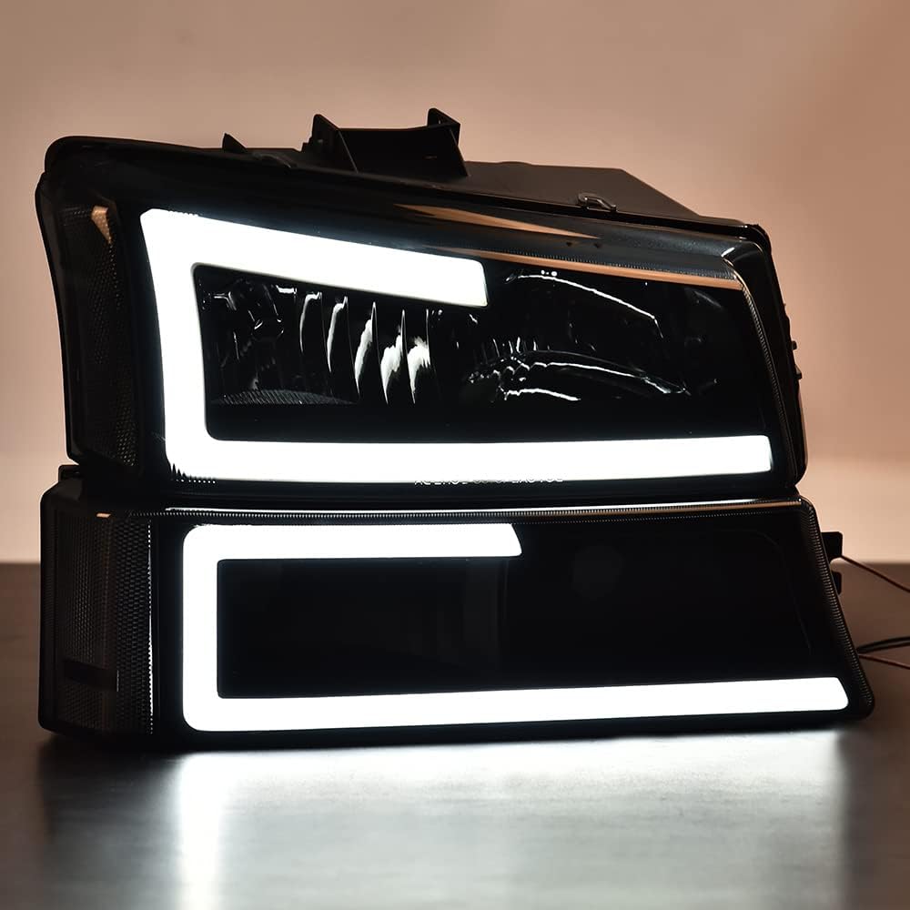 Pit66 Led Headlight Assembly Compatible With Chevy Silverado 1500 2500 3500 Hd Model 2003-2006 Fit Avalanche 1500 2500 Fit No Cl